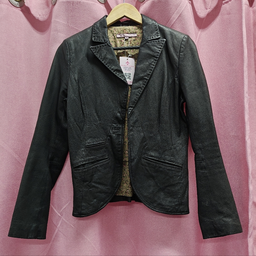 Identity Black Pig Skin Jacket Sz 51